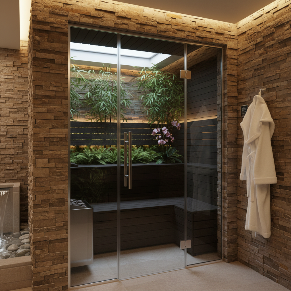 Steam sauna glass enclosure in McLean